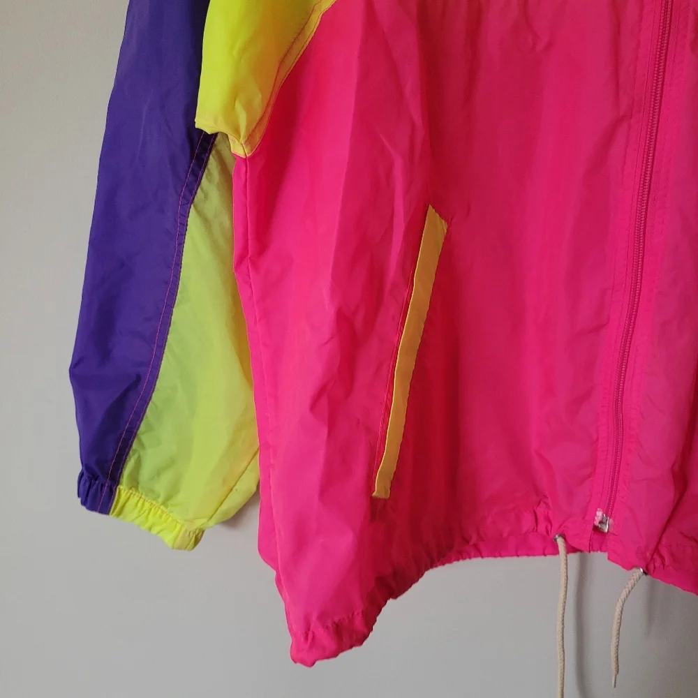 Vintage 90s Neon Windbreaker Lightweight Jacket - Picture 4 of 7